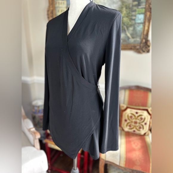 Joseph Ribkoff Soft Jersey Wrap Tunic Top W Rhinestone Detail - Size 12 - Picture 2 of 8